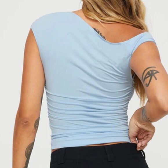 WOMENS EXTRA SMALL BELLER TOP BY PRINCESS POLLY | BLUE | NWT! - Picture 6 of 7